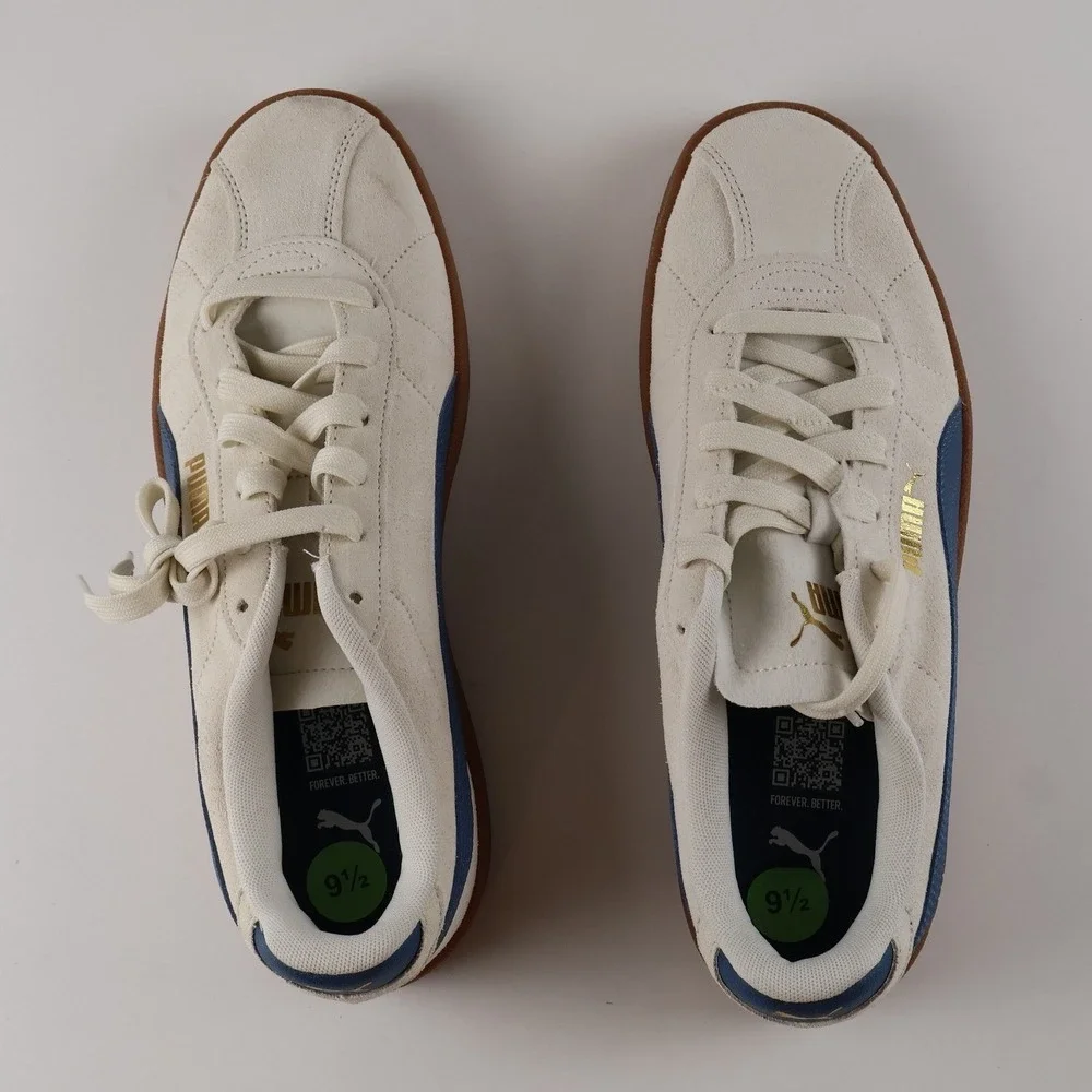 Puma Club 5v5 Sneakers White Blue Suede 9.5 NWOT
